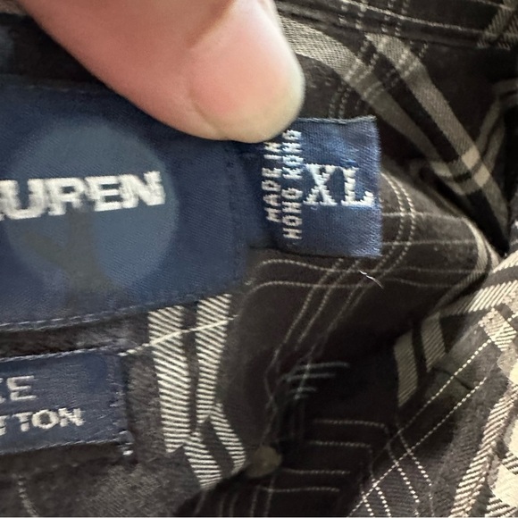 Ralph Lauren Golf men's size XL black and white plaid, long sleeve, button down - Picture 5 of 5